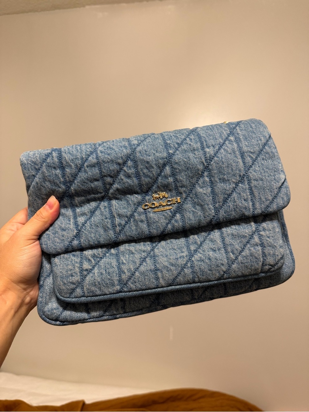 COACH Quilted Denim Crossbody Bag with Gold Hardware - Picture 2 of 2
